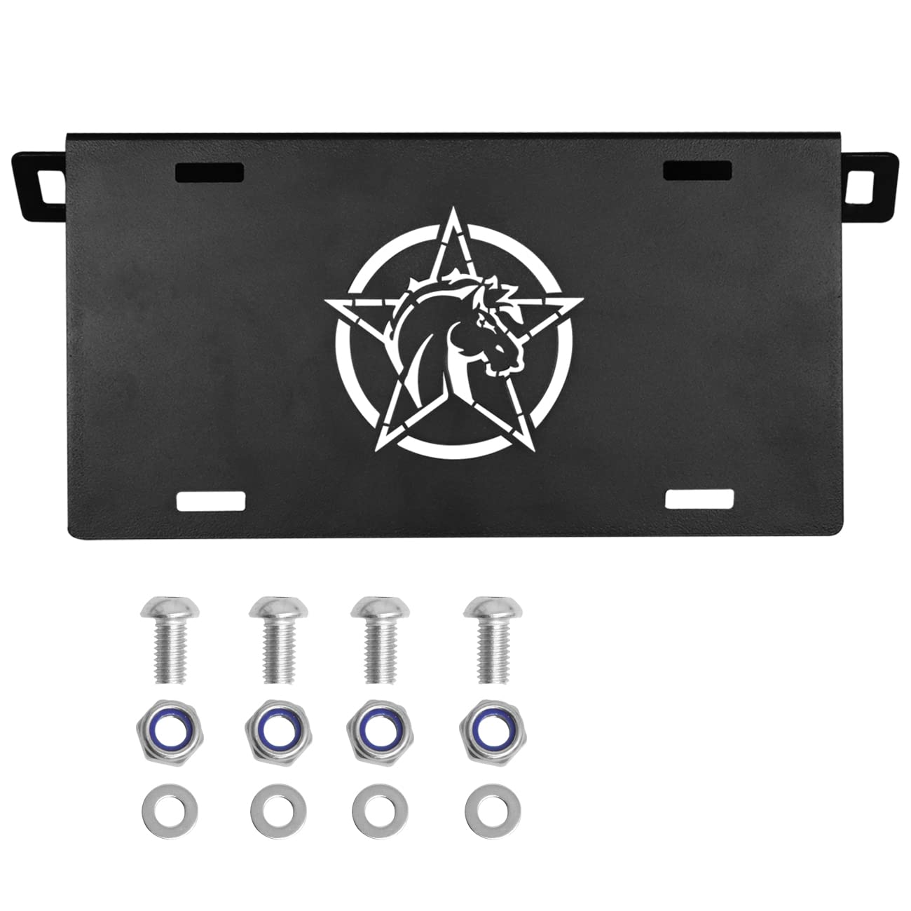 HIBRONGO Front License Plate Frame Bracket Compatible with 2021 2022 Ford Bronco 2door 4 door fit for Performance HD Modular Bumper Accessories Aluminum Alloy Mounting Holder Black Powder Coating