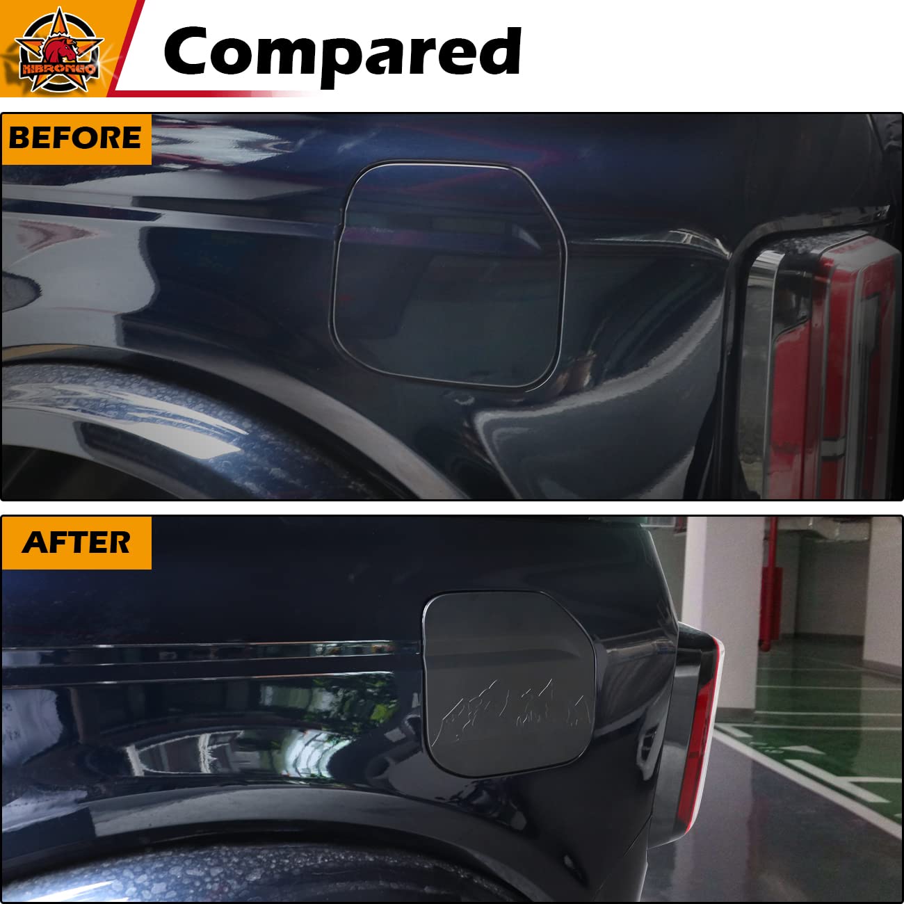 HIBRONGO Fuel Filler Door Cap Compatible with for 2021 2022 Ford Bronco 4Dr 2Dr Accessories Car Gas tank Trim Cover ABS Matte Black molding trim sticker