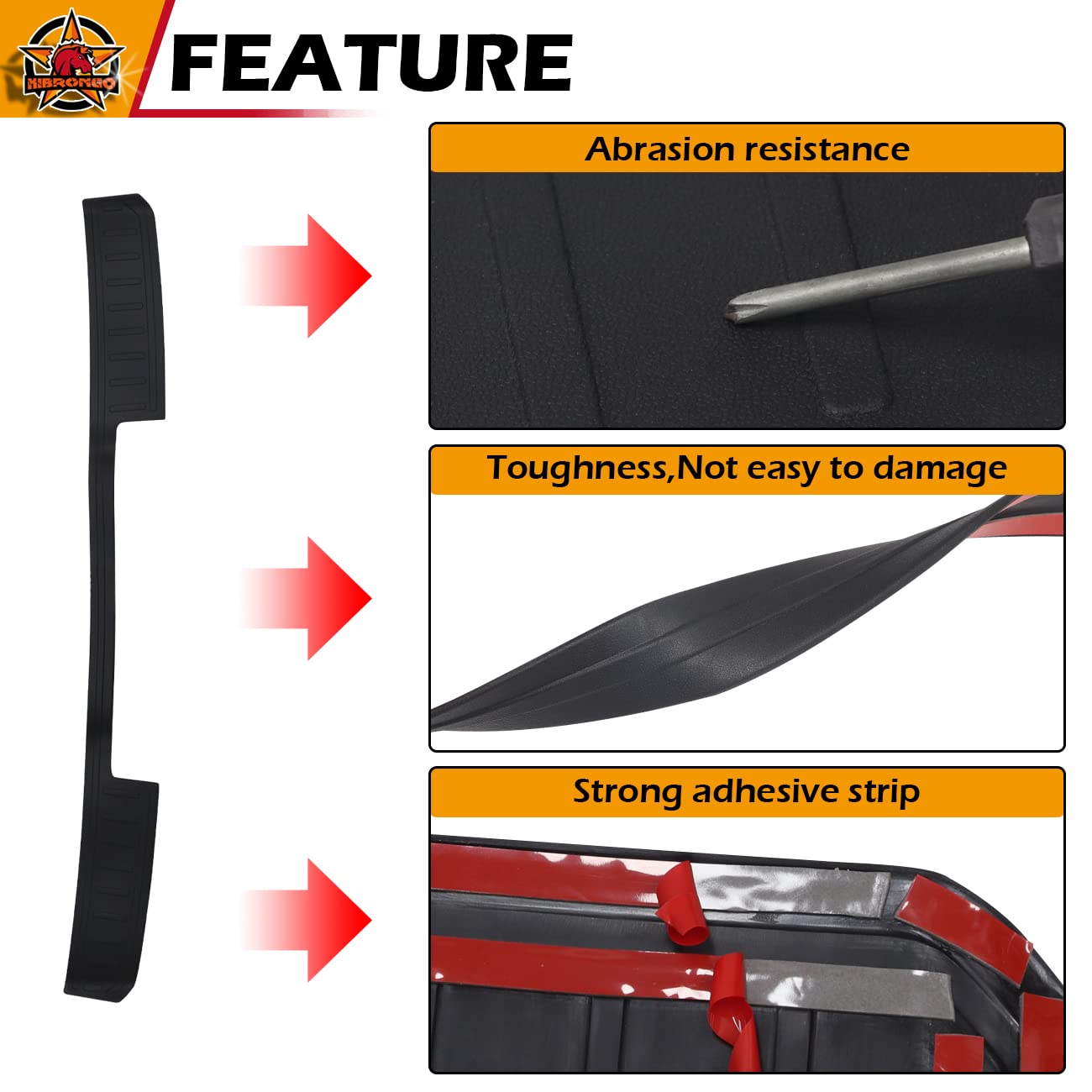 HIBRONGO Rear Bumper Protector Compatible With For 2021 2022 Ford Bronco Sport Version Accessories Trunk Sill Guard Trim Cover TPE Non-slip Anti-Scratch Sticker Strip