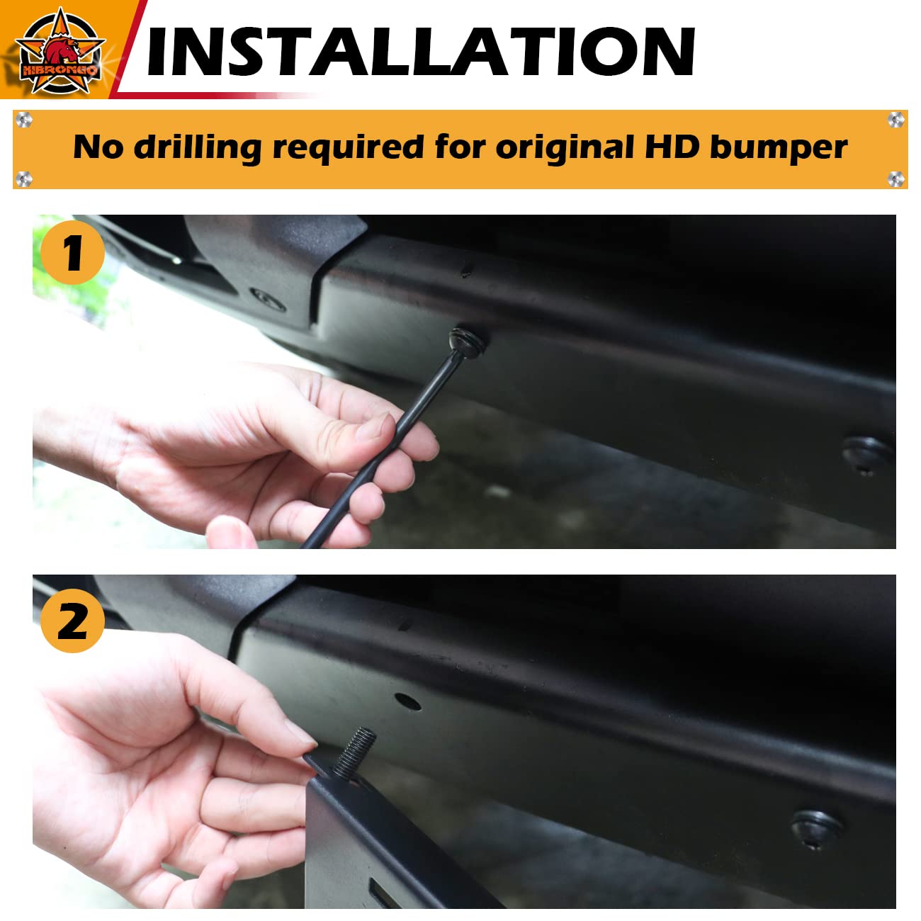 HIBRONGO Front License Plate Frame Bracket Compatible with for 2021 2022 Ford Bronco 2door 4 door w/ Performance Heavy Duty Modular Bumper Accessories Aluminum Alloy Black Mounting Holder