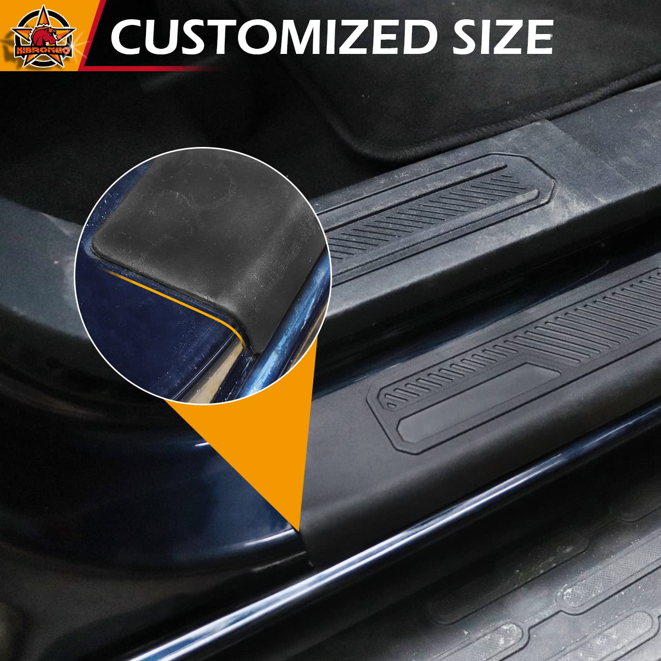 HIBRONGO Door Sill Entry Guard Protector Compatible With for 2021 2022 Bronco 4 Door Version Car Threshold Protection Plate Set Anti-slip Anti-scratch Front Rear Doors Step Rubber Mat Black 4Pcs
