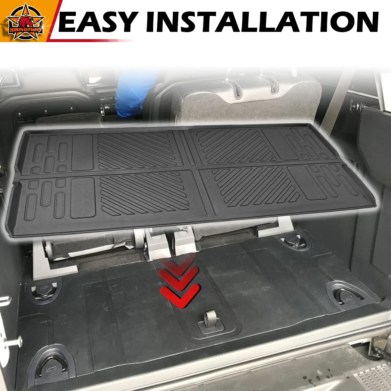 HIBRONGO Cargo Liner Compatible With 2021 2022 Ford Bronco 2 Door Accessories Trunk Mat TPE All Weather Waterproof Carpet Floor Protector Mats Customed Fit