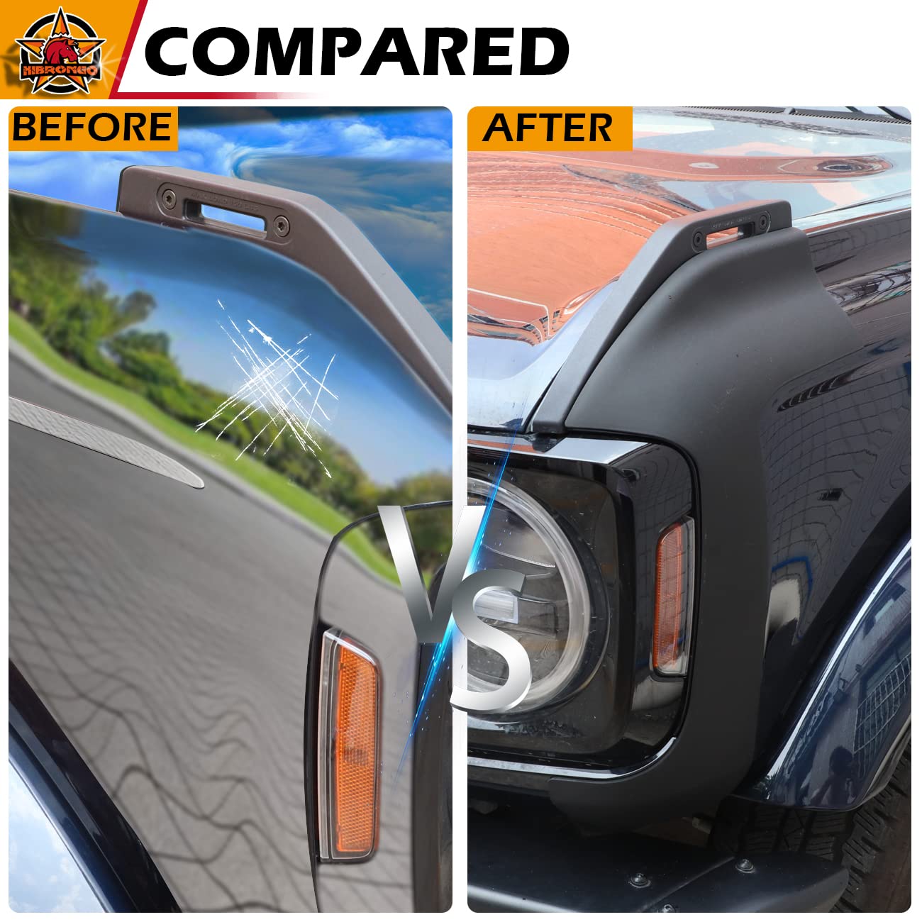HIBRONGO Corner Edge Guard Cover Compatible with 2021 2022 Ford Bronco 4door 2door Version Trail Armor Protective Accessories for Front and Rear Protector 4PCS Anti-scratch Rubber Sticker Black