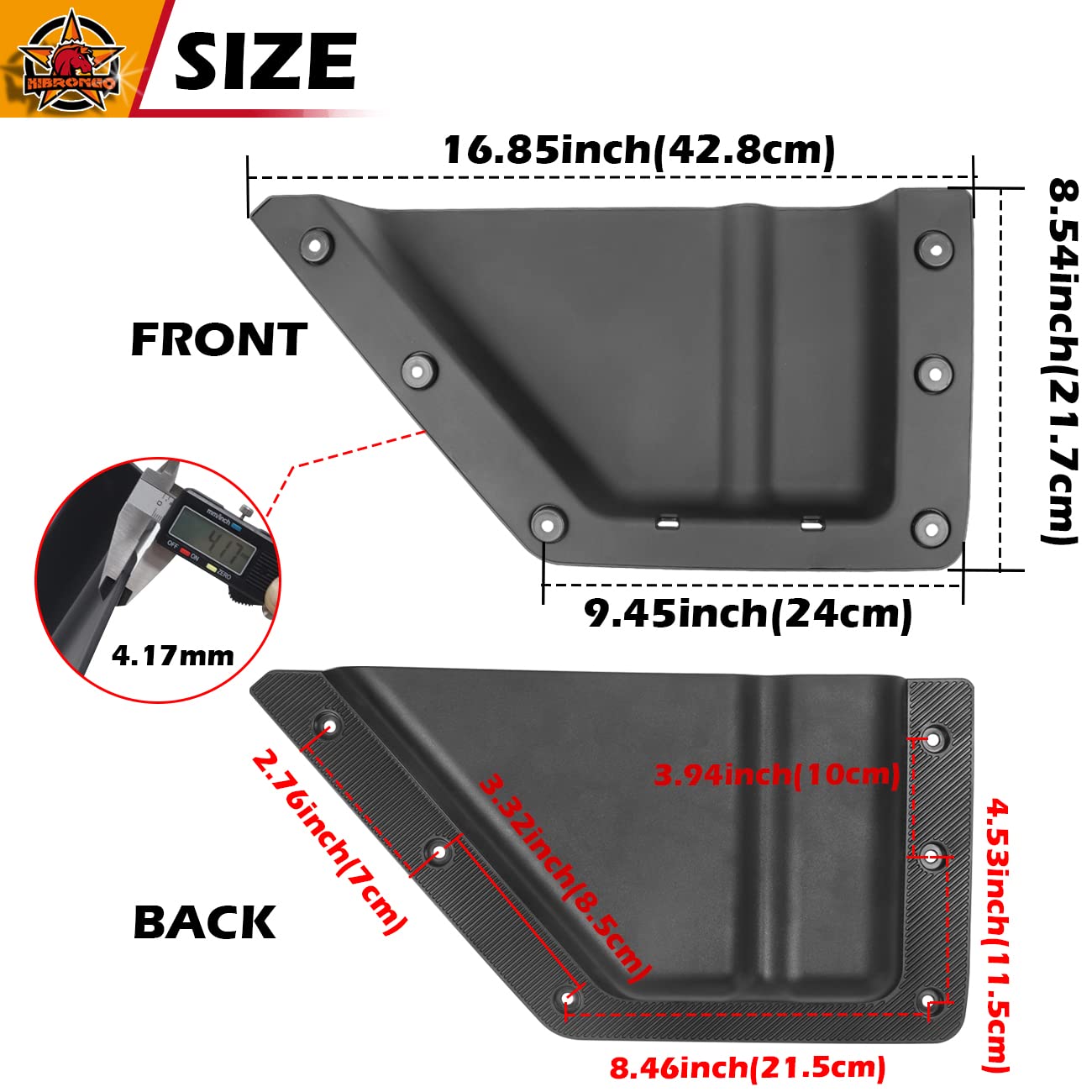 HIBRONGO Front Door Storage Pockets Compatible With For 2021 2022 Ford Bronco 2 door / 4 door Interior Accessories Door Side Box Organizer Cup Holder ABS Black