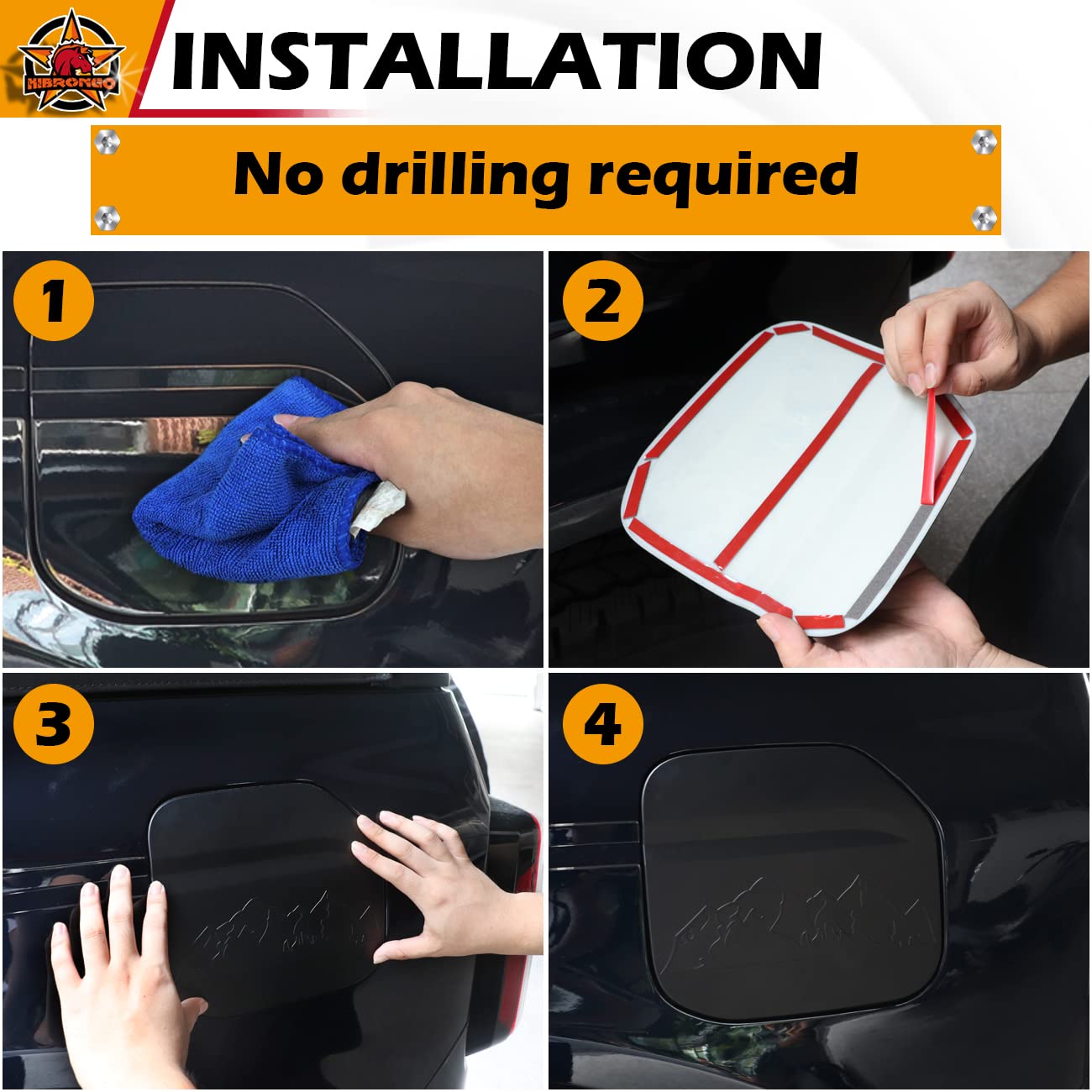 HIBRONGO Fuel Filler Door Cap Compatible with for 2021 2022 Ford Bronco 4Dr 2Dr Accessories Car Gas tank Trim Cover ABS Matte Black molding trim sticker