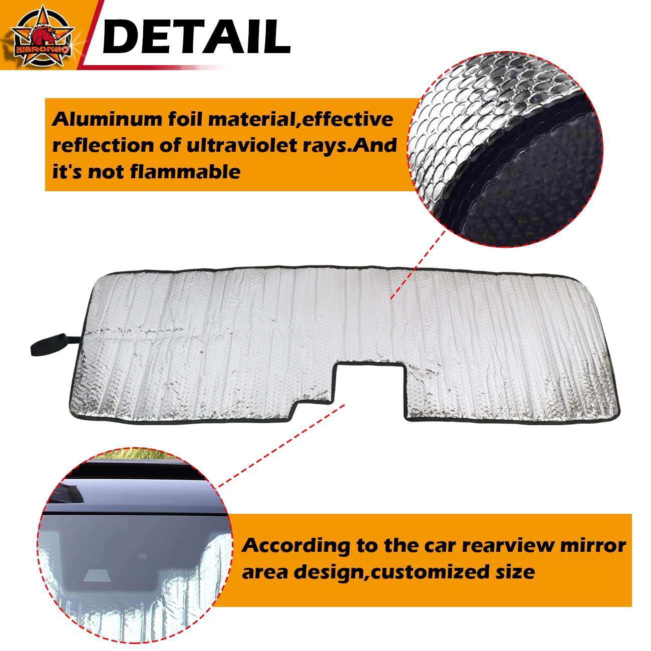 HIBRONGO Windshield Sunshade Compatible With for 2021 2022 Ford Bronco 2Door 4Door Version Accessories Car Sun Shield Protection Anti-UV Sunscreen (Not for sport version)