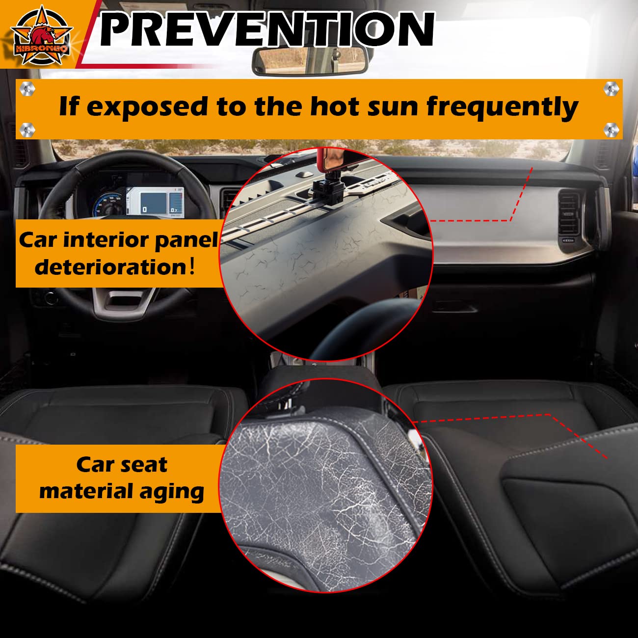 HIBRONGO Windshield Sunshade Compatible With for 2021 2022 Ford Bronco 2Door 4Door Version Accessories Car Sun Shield Protection Anti-UV Sunscreen (Not for sport version)