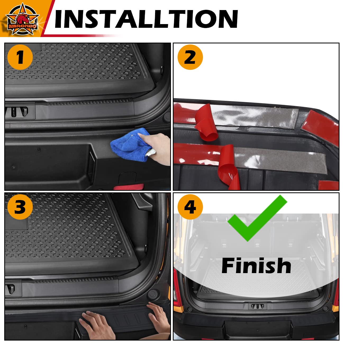 HIBRONGO Rear Bumper Protector Compatible With For 2021 2022 Ford Bronco Sport Version Accessories Trunk Sill Guard Trim Cover TPE Non-slip Anti-Scratch Sticker Strip