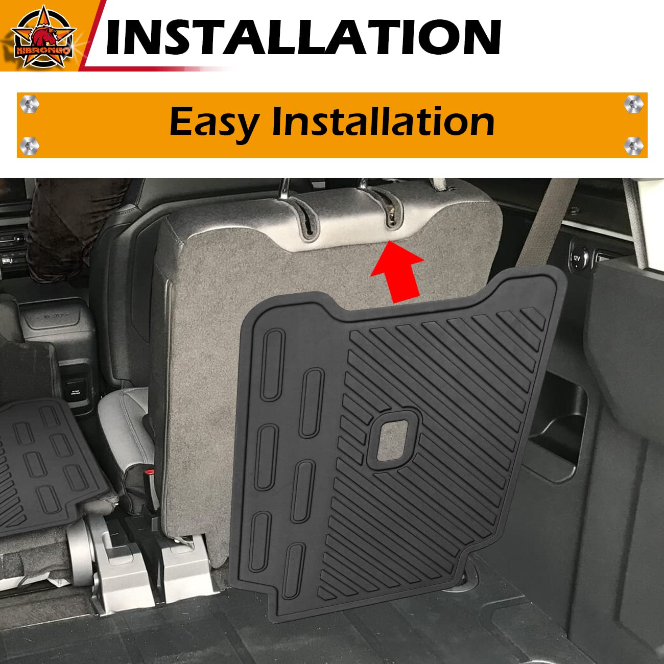 HIBRONGO Rear Seat Back Protector Compatible with for 2021 2022 Ford Bronco 2 Door Accessories Folded Down backrest protector TPE Mat Pads with Back Hook fastener (Not for sport or 4dr version)