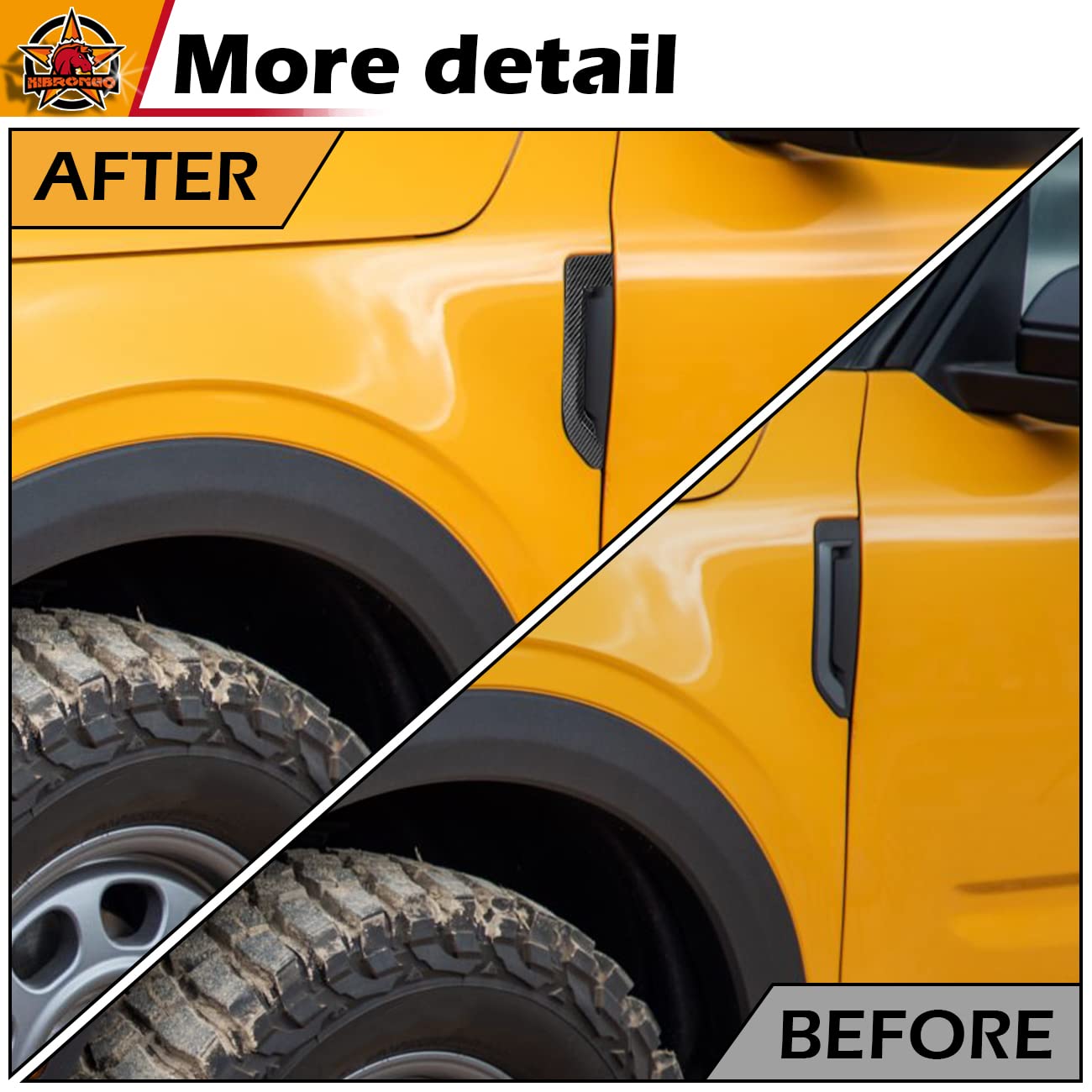 HIBRONGO Side Fender Vents Trim Cover Compatible with 2021 2022 Ford Bronco SPORT Accessories Door Side Marker Decorative Stickers Molding Exterior Carbon Fiber Pattern Decor Kit