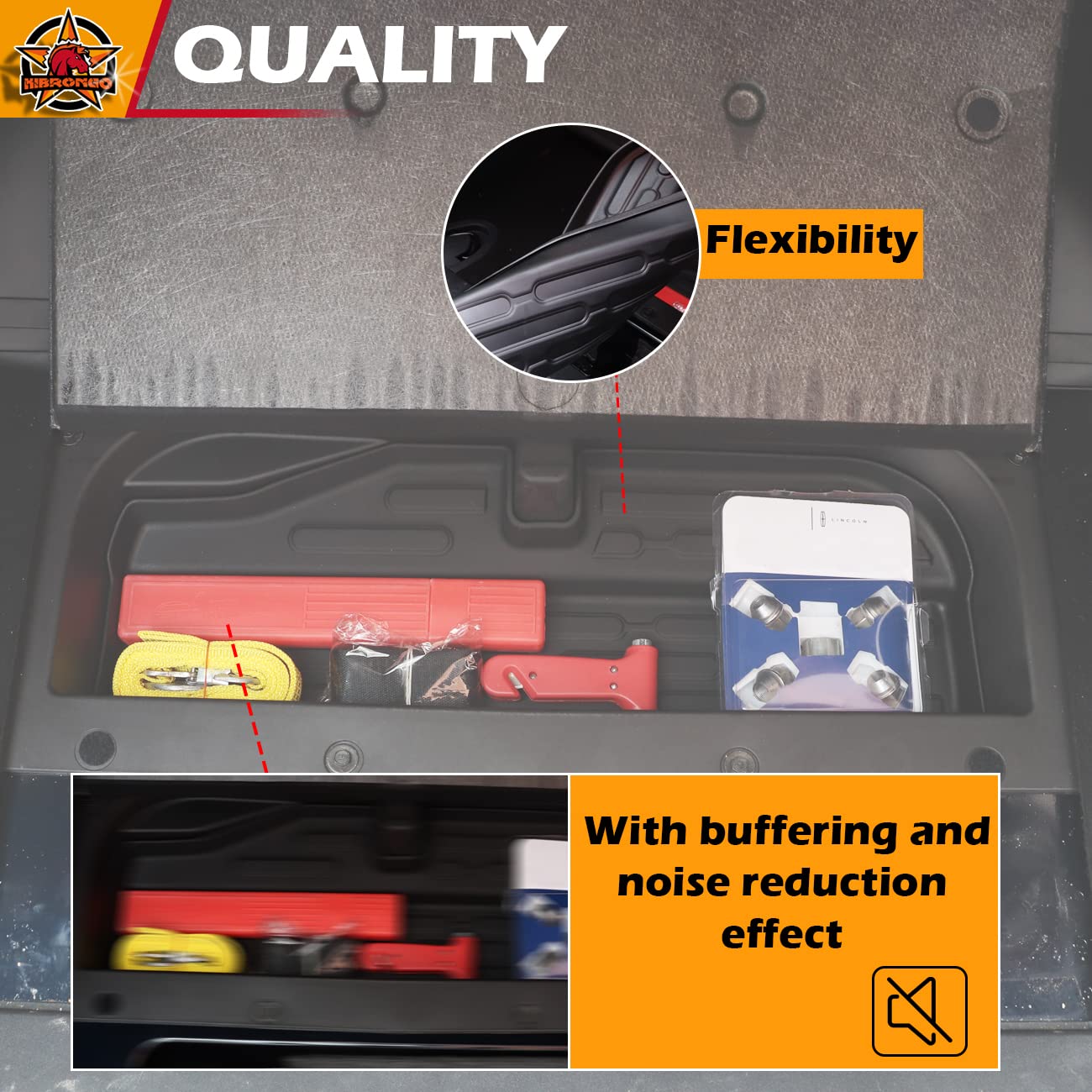 HIBRONGO Trunk Lower Storage Tray Compatible with for 2021 2022 Ford Bronco 2Door 4Door Accessories TPE Cargo Liner Tool Pads Waterproof Customized Fit Cargo Floor Mats