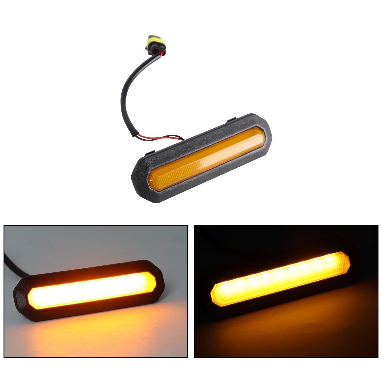 HIBRONGO LED Front Grille Lights Assembly Compatible with for 2021 2022 Ford Bronco Base or Black Diamone Version 2 Door 4 Door Accessories Front hood Amber Warning Grille Lamps Kit with Car Fuse 3PCS
