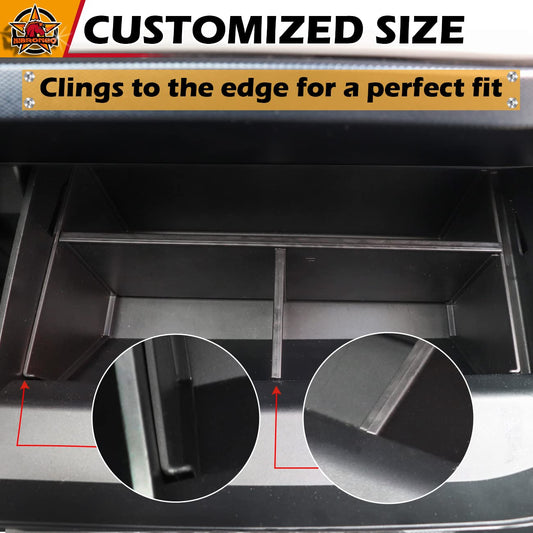HIBRONGO Glove Box Divider Organizer Compatible With for 2021 2022 Ford Bronco 2 Door 4 Door Interior Accessories Center Console  Passenger Side Storage Box Insert Compartment